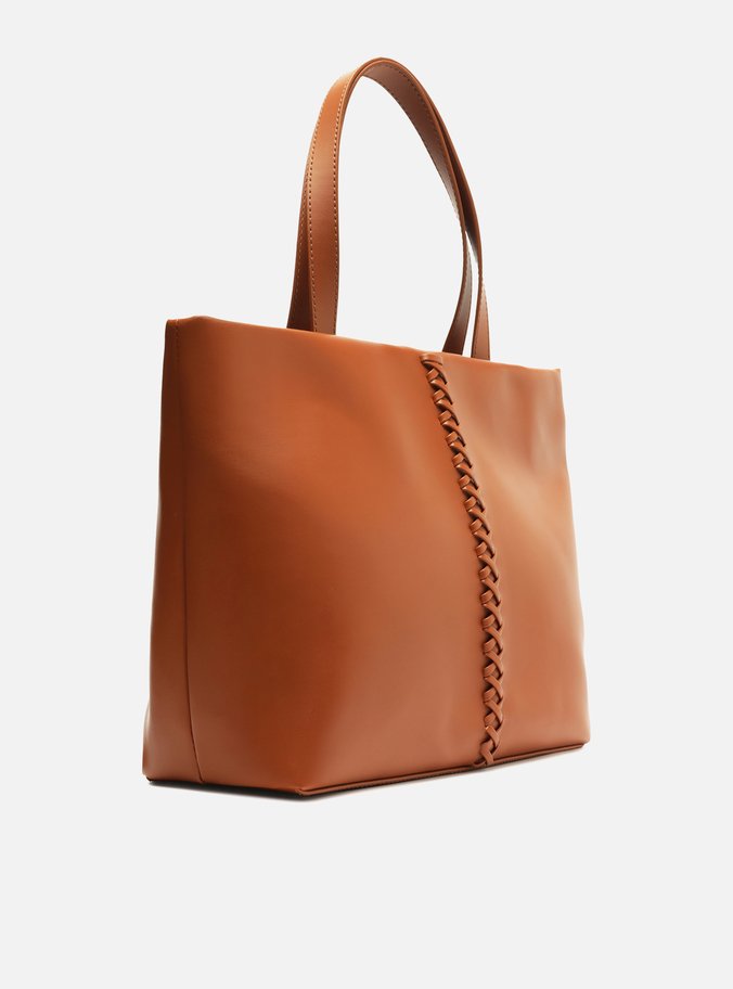 Bolsa Shopping Marrom Grande Trançado