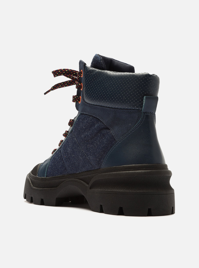 Coturno Azul Jeans Tratorado Rubber Preto