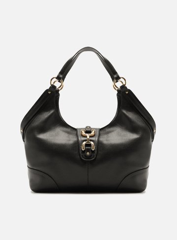 Arezzo — Bolsa Hobo Preta Couro Grande Metais