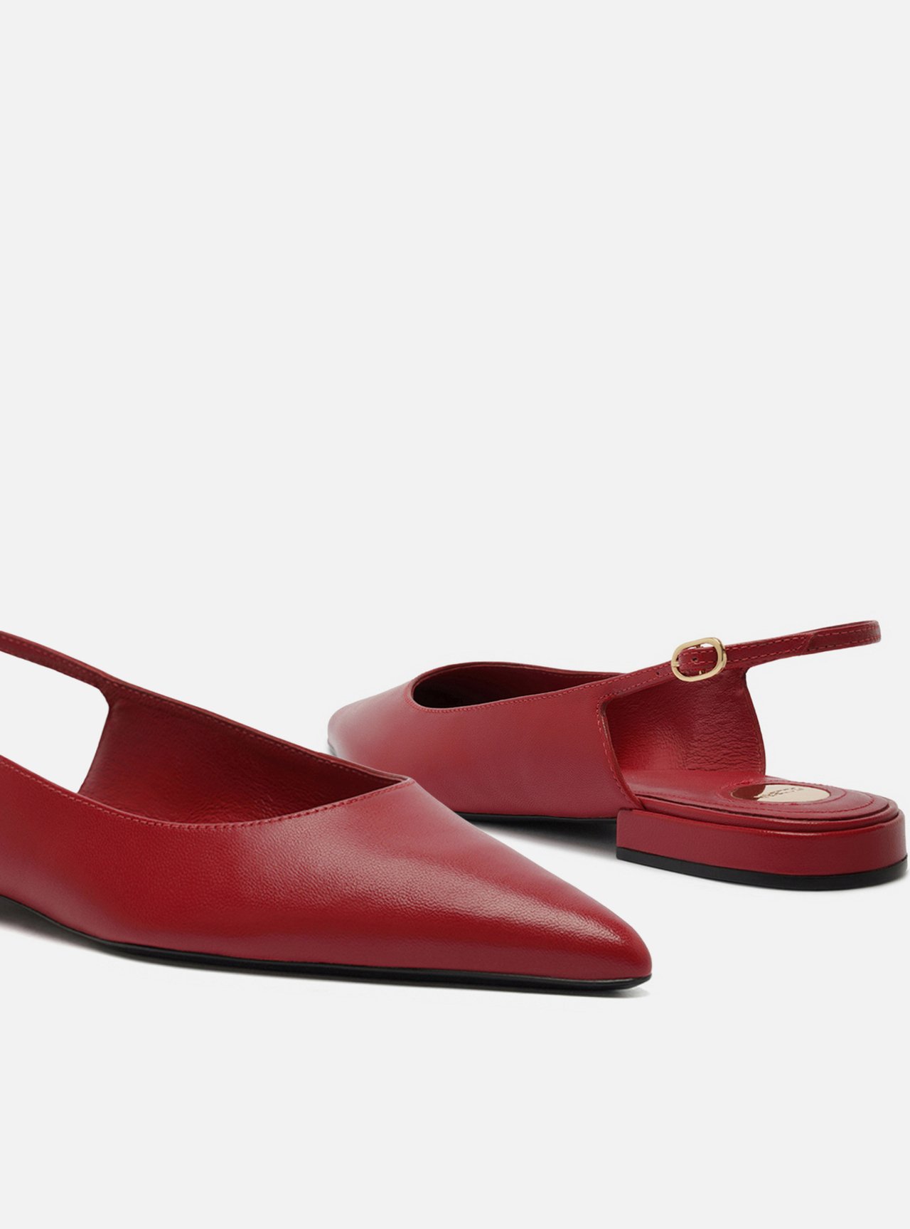 Sapatilha Vermelha Couro Slingback Bico Fino — foto 4
