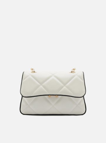 Bolsa Tiracolo Branca Couro Mizz Média Duo
