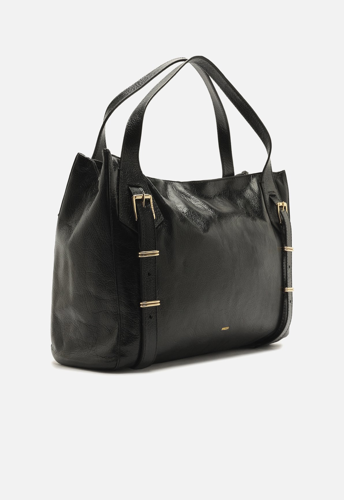 Bolsa Hobo Preta Couro Grande Metais — foto 5