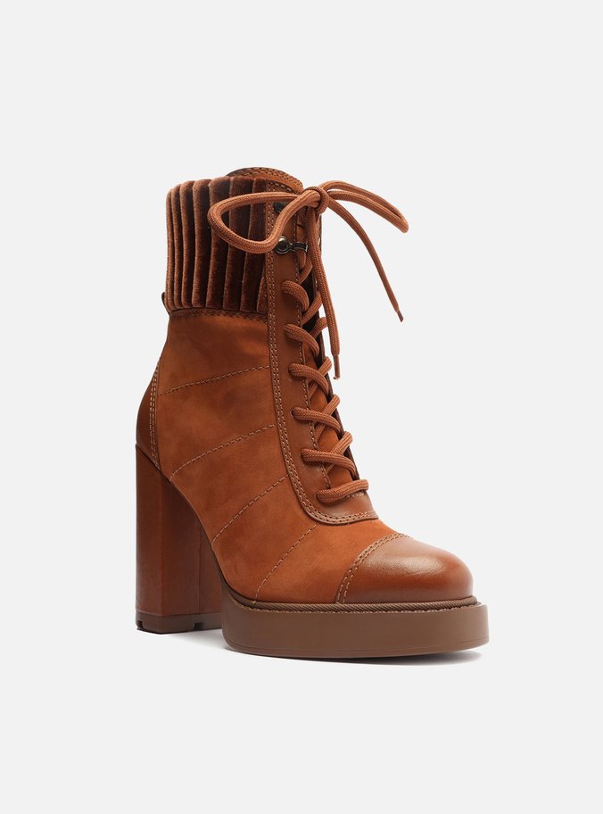 Bota Marrom Camurcina Cano Curto Veludo