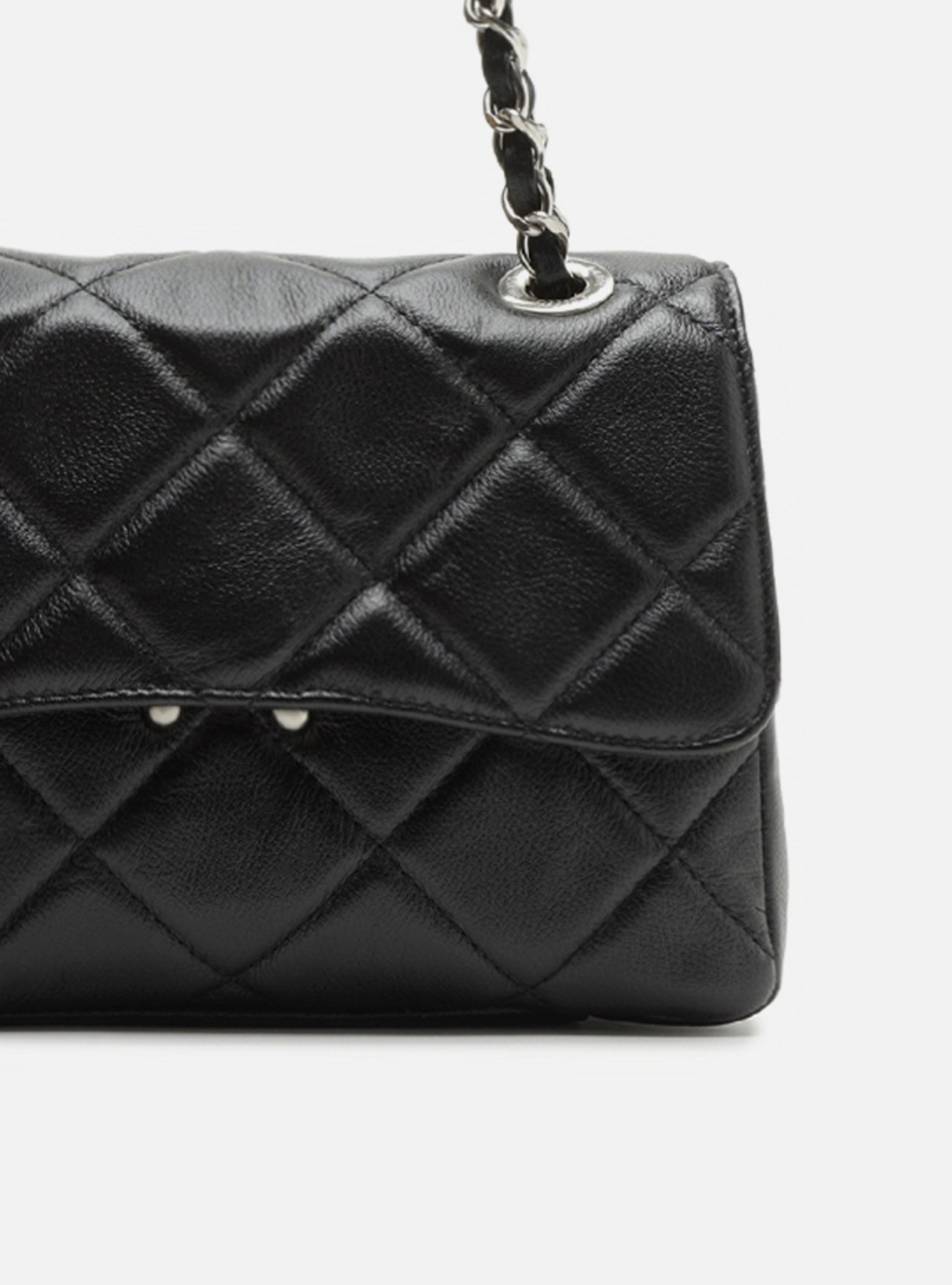 Bolsa Tiracolo Preta Couro Mizz Média — foto 6