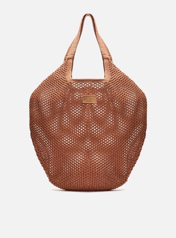 Bolsa Shopping Marrom Crochê Mayra Glam Grande