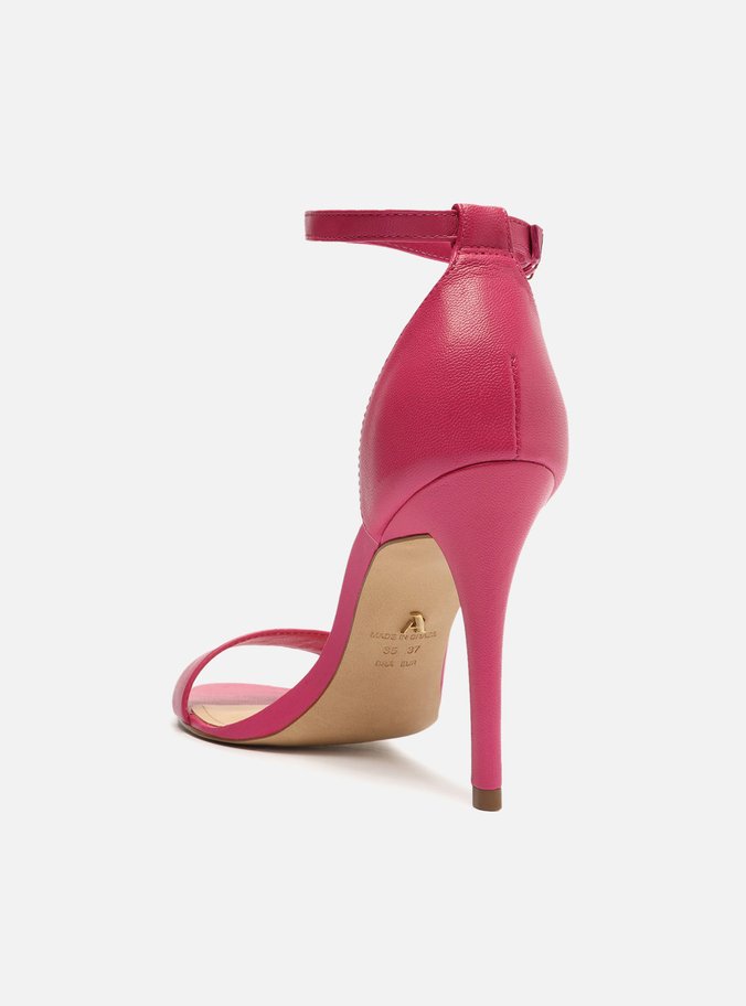 Sandália Rosa Pink Couro Salto Alto Fino Isabelli