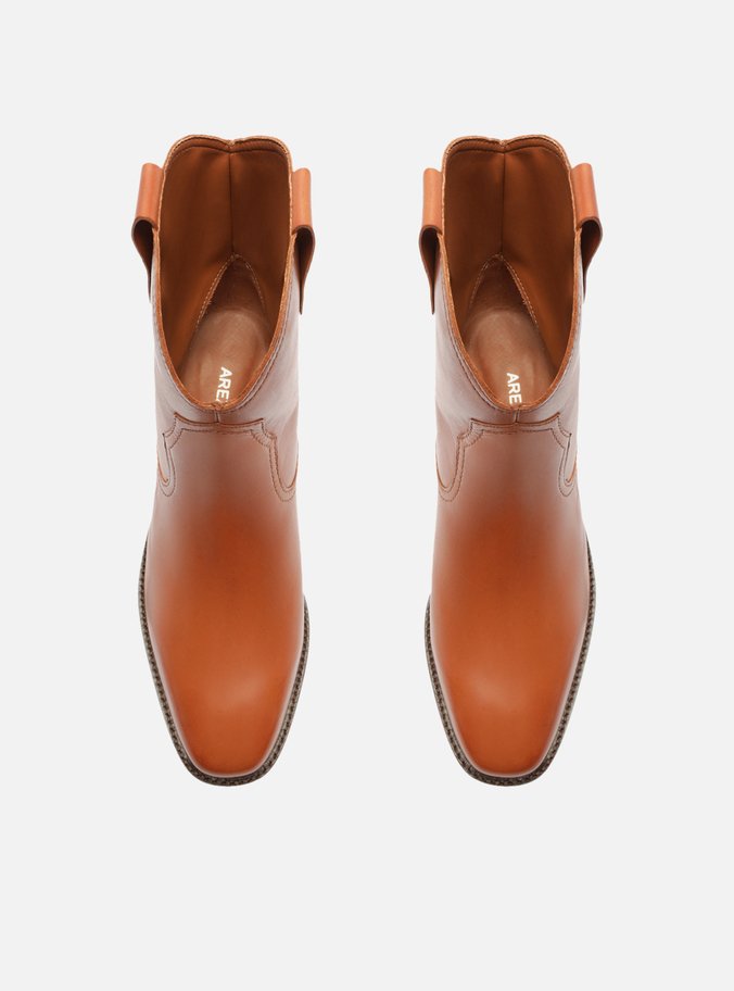 Bota Marrom Couro Cano Curto Western Alicia