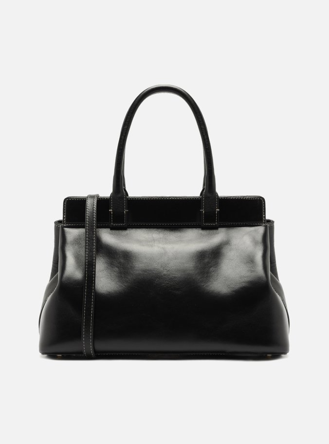 Bolsa Tote Preta Couro Grande Bag Charm Victória
