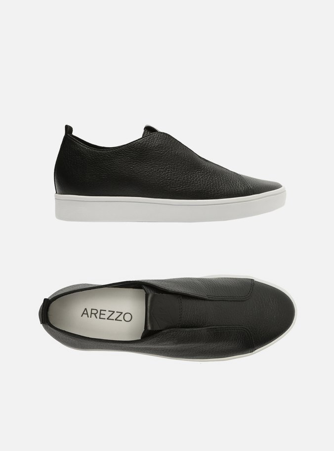 Tênis Slip On Preto Couro Tag