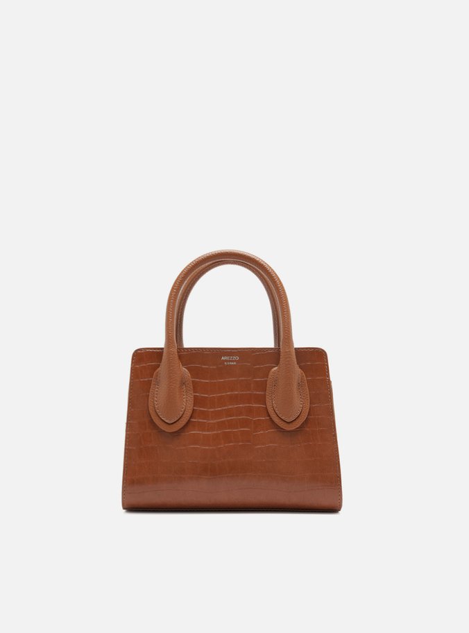 Bolsa Tote Marrom Croco Pequena