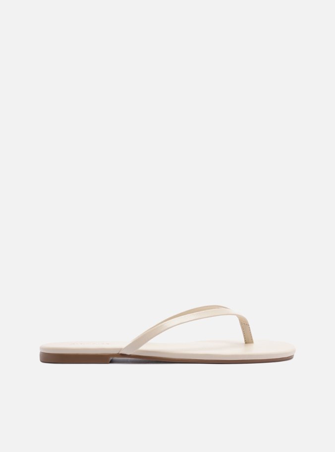 Rasteira Branca Verniz Tiras Flip Flop
