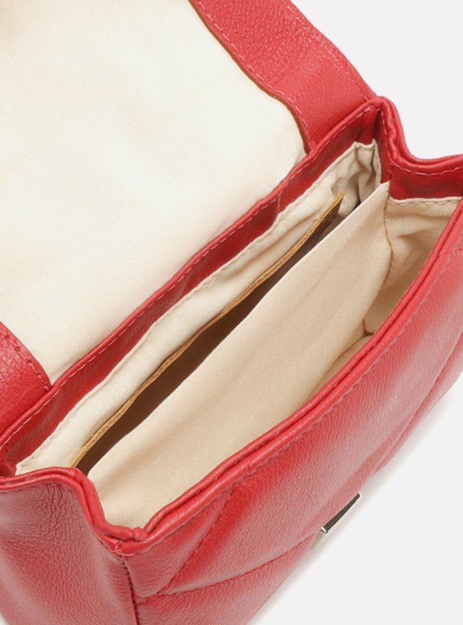 Bolsa Tiracolo Vermelha Couro Matelassê Média