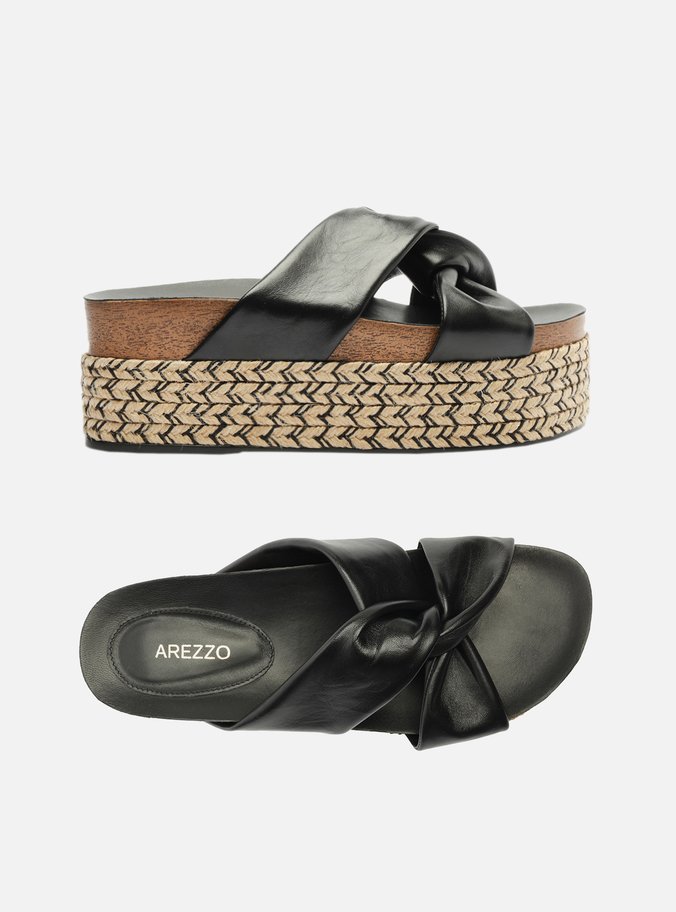 Sandália Preta Flatform Nó