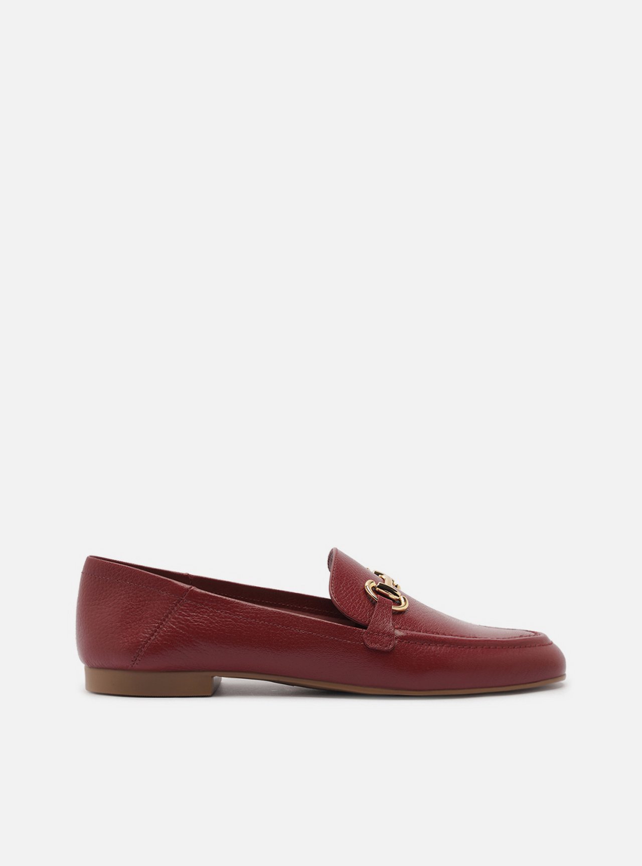 Mocassim Vermelho Couro Bridão Metálico Luma — foto 1