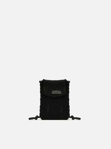 Mini Bag Preta Crochê Porta-Celular