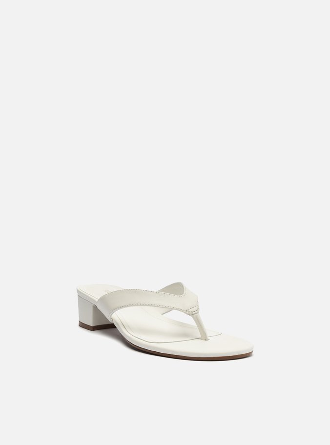 Sandália Branca Salto Bloco Flip-Flop