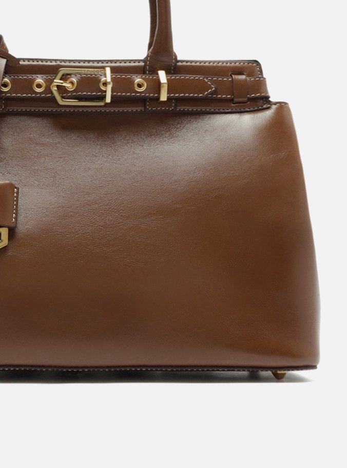 Bolsa Tote Marrom Couro Grande Bag Charm Victória