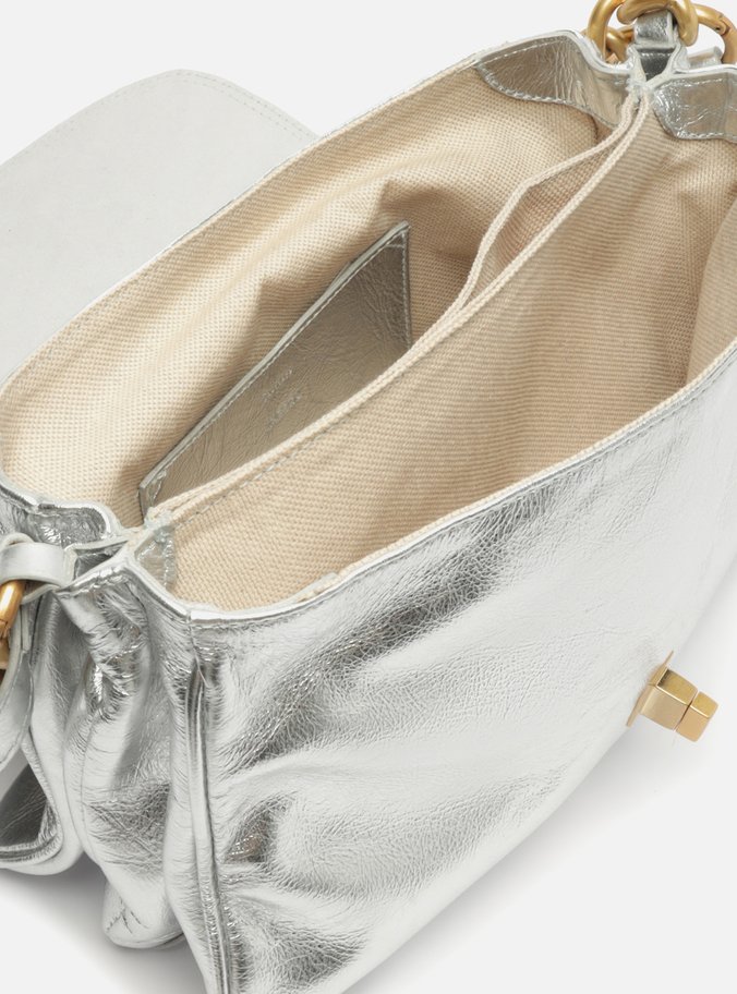 Bolsa Tiracolo Prata Couro Amélia Grande