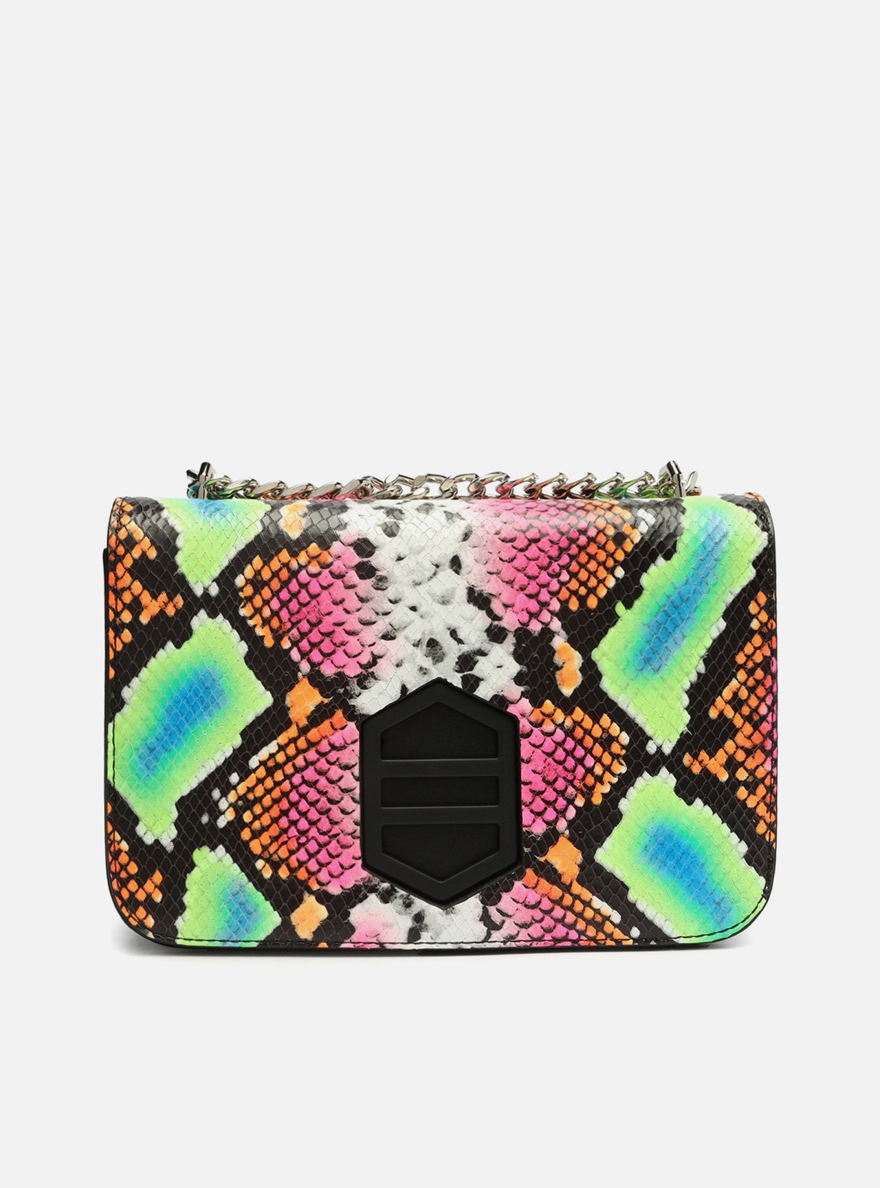 ★カレイド★ Bolsa Tiracolo Colorida Couro Snake Karen Média | Arezzo