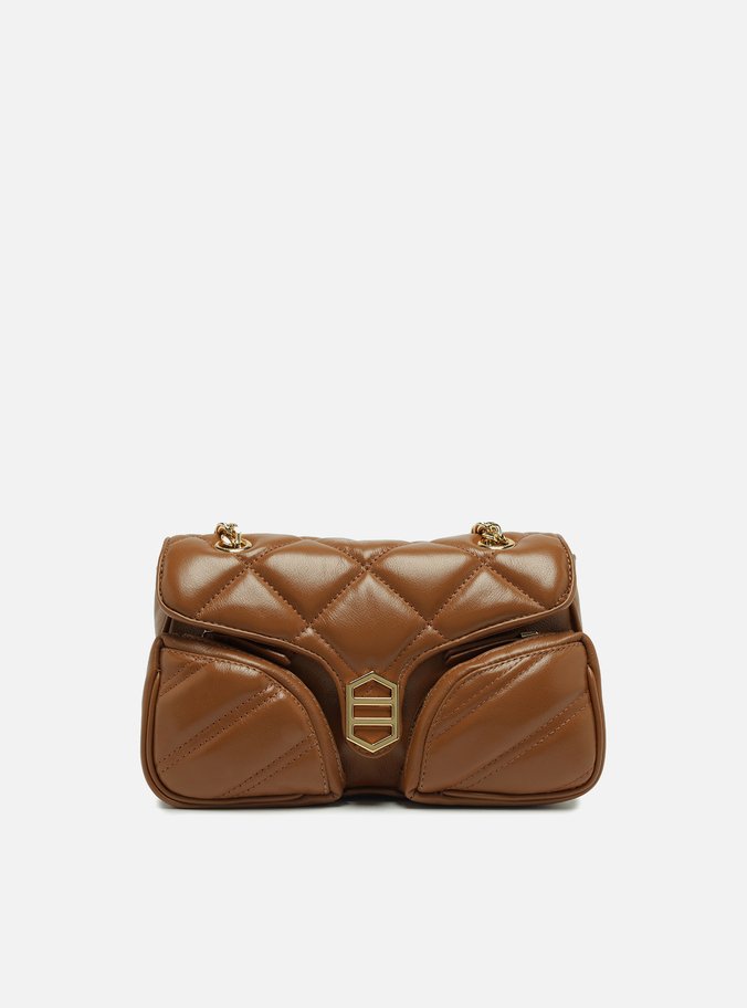 Bolsa Tiracolo Marrom Couro Média Matelassê
