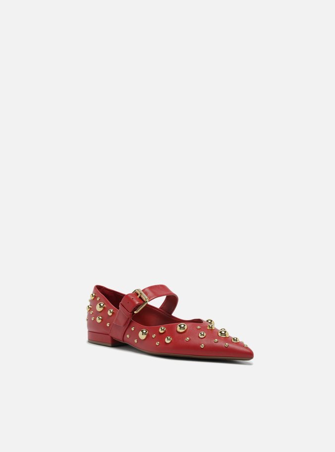 Sapatilha Vermelha Couro Maxi Tachas