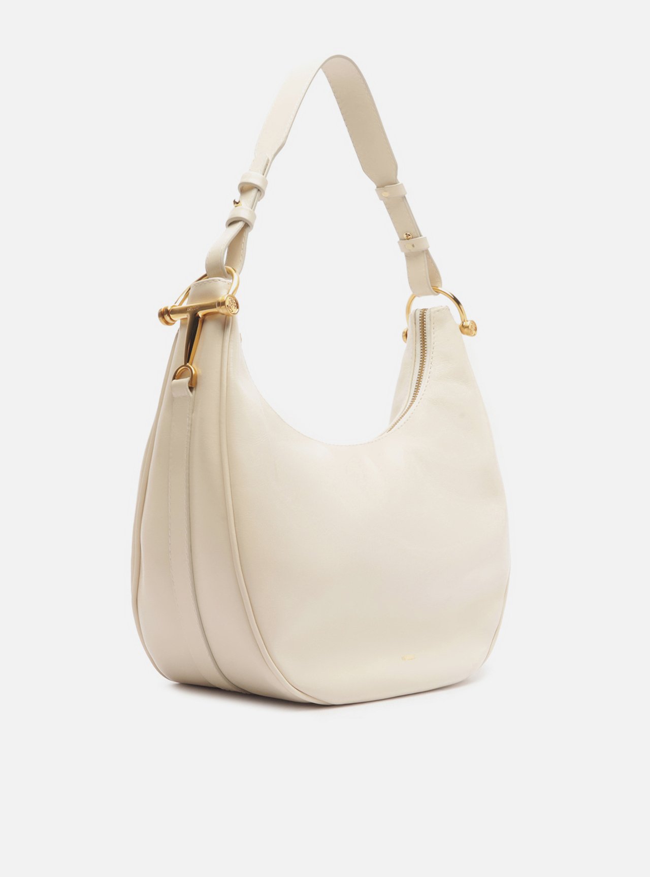 Bolsa Hobo Off White Couro Grande Metais Alça — foto 5