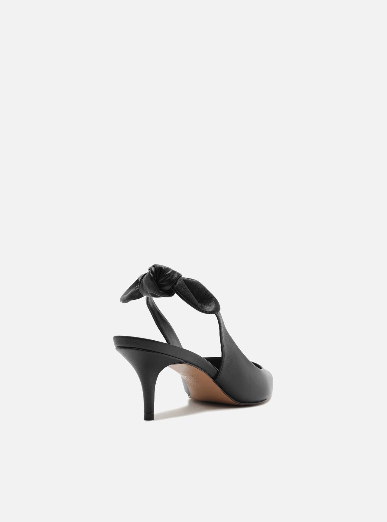 Scarpin Preto Couro Slingback Salto Fino Laço — foto 3