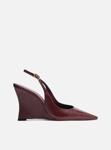 Scarpin Vermelho Couro Salto Anabela Slingback