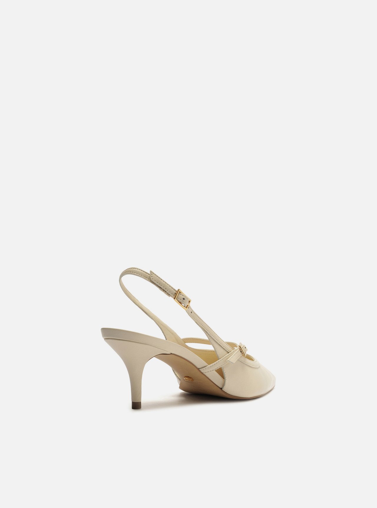 Scarpin Off White Couro Salto Fino Slingback — foto 3