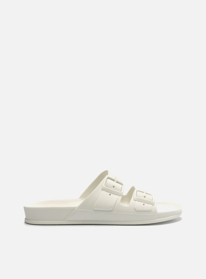 Chinelo Slide Branco Fivelas Brizza