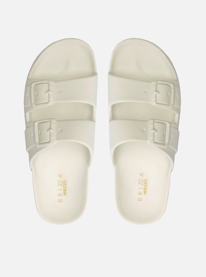 Chinelo Slide Branco Fivelas Brizza