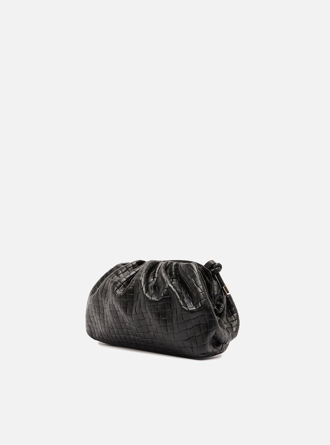 Bolsa Tiracolo Preta Couro Tressê Pequena