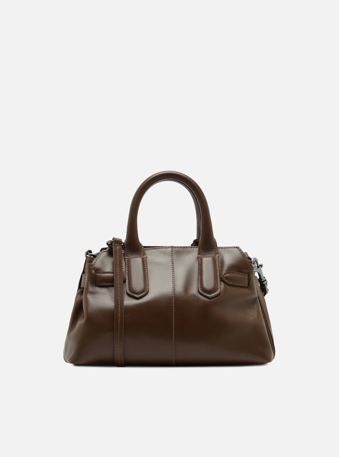 Bolsa Tote Marrom Couro Média Bag Charm Metal