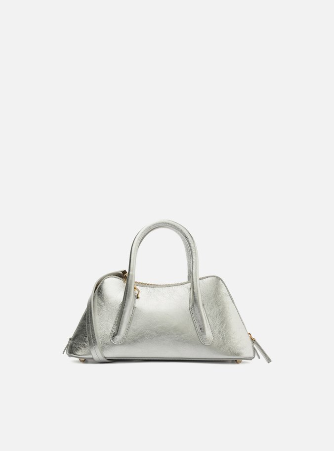 Bolsa Tote Prateada Couro Média Modern