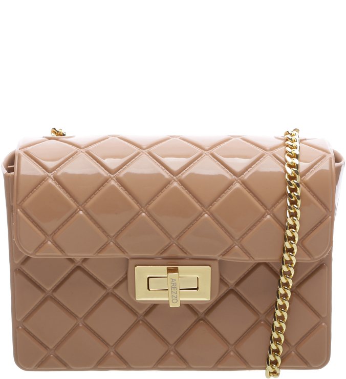Bolsa Tiracolo Vinil Pequena Carmella Nude Vintage