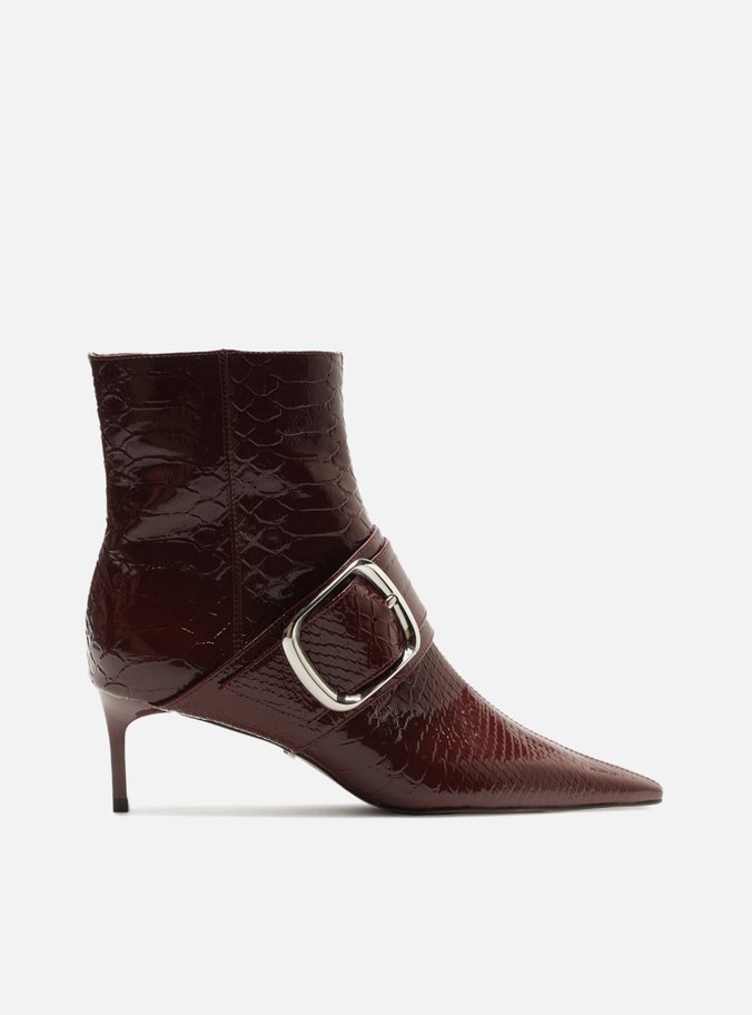 Bota Vermelha Snake Salto Fino Fivela
