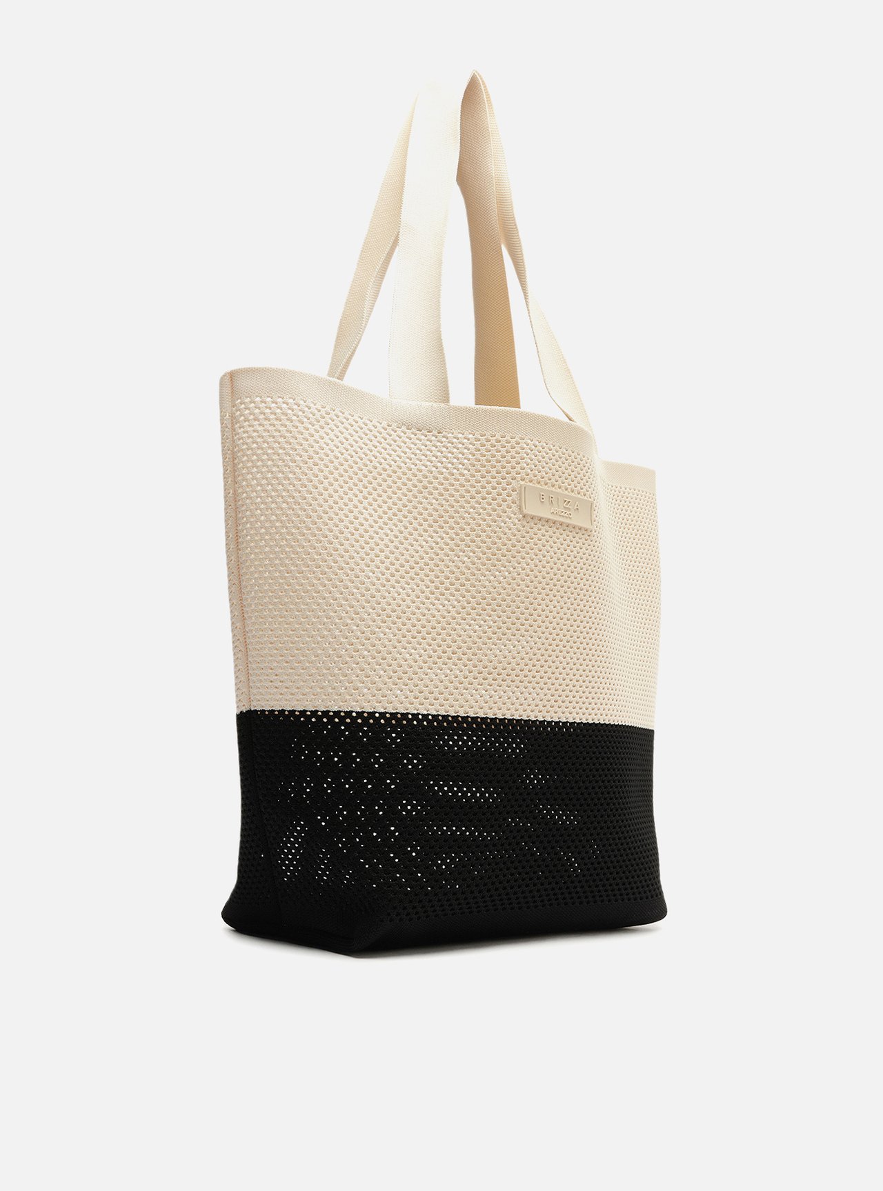 Bolsa Shopping Preta Duo Crochê Média Brizza — foto 5