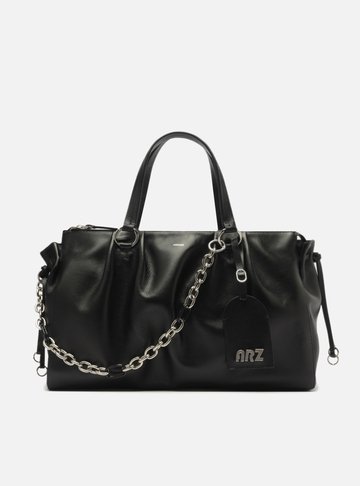 Bolsa Tote Couro Preta Grande