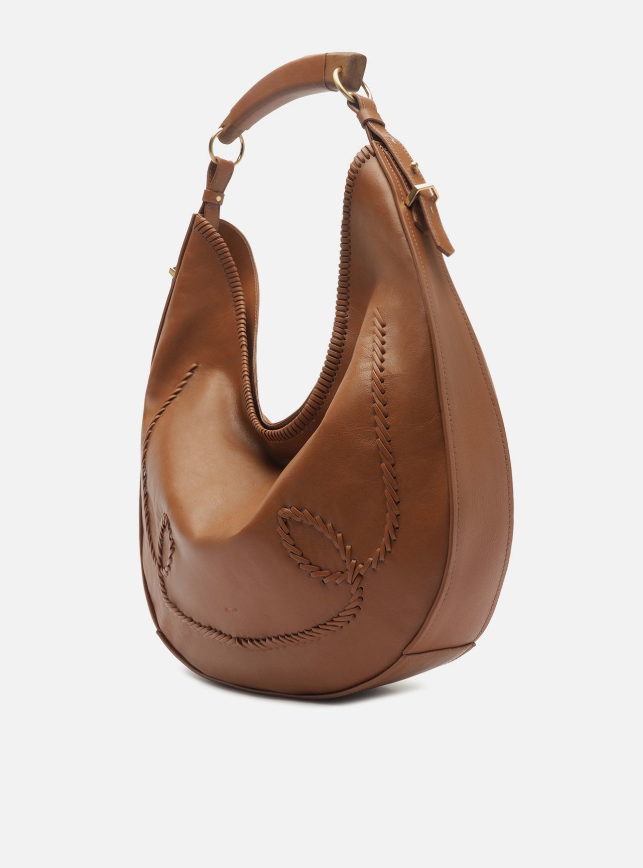 Bolsa Hobo Marrom Couro Grande Tressê — foto 2