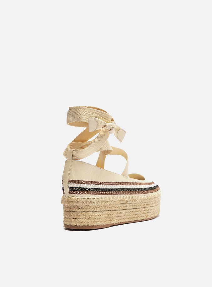 Espadrille Off-White Couro Flatform Neutra