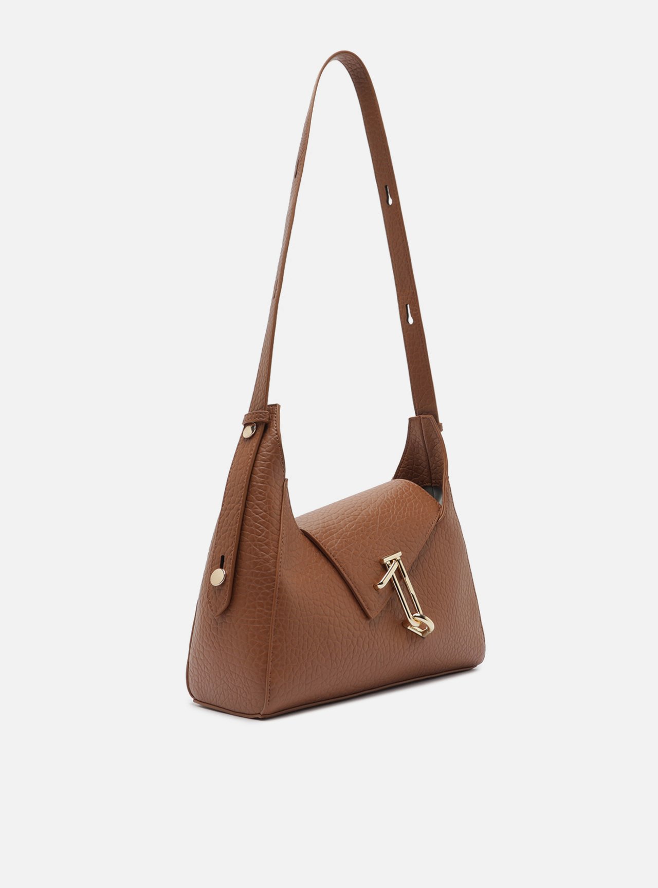 Bolsa Shoulder Marrom Média Metais Dourados — foto 2