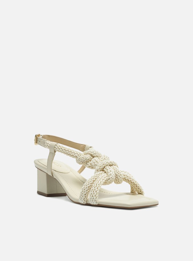 Sandália Off-White Cordão Nós Salto Bloco