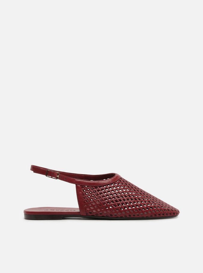 Sapatilha Marrom Bico Redondo Tiras Vazadas Slingback