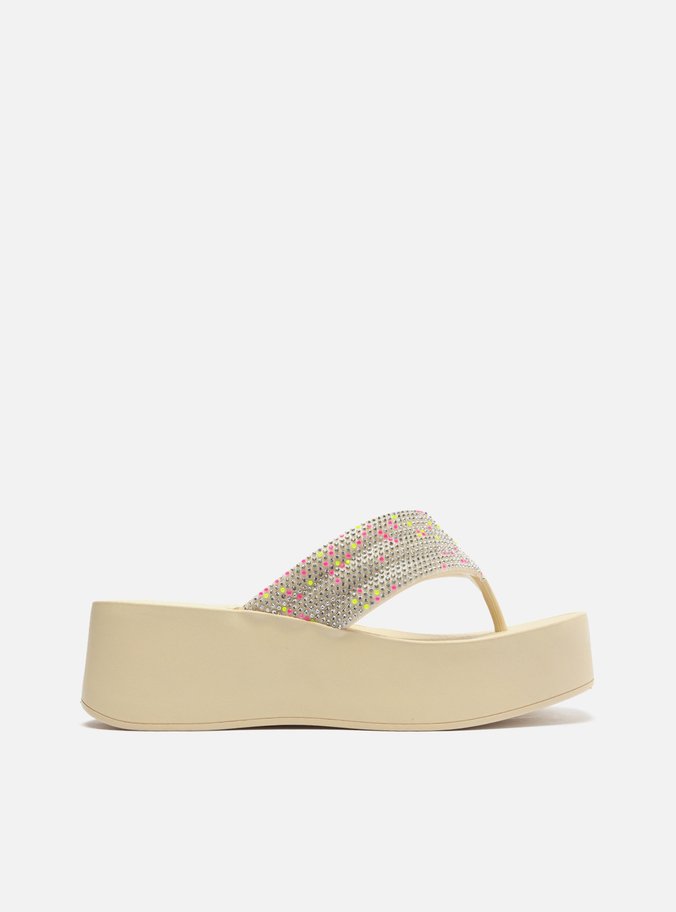 Tamanco Off-White Flatform Lulu Strass