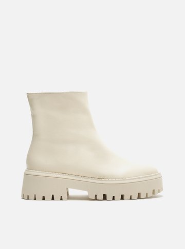 Bota Branca Cano Médio Tratorada Zíper