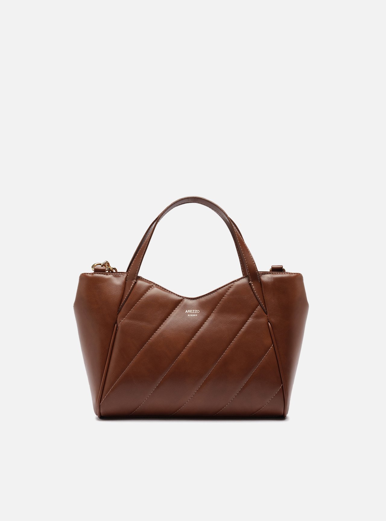 Bolsa Tote Marrom Média Matelassê Alça Corrente — foto 1
