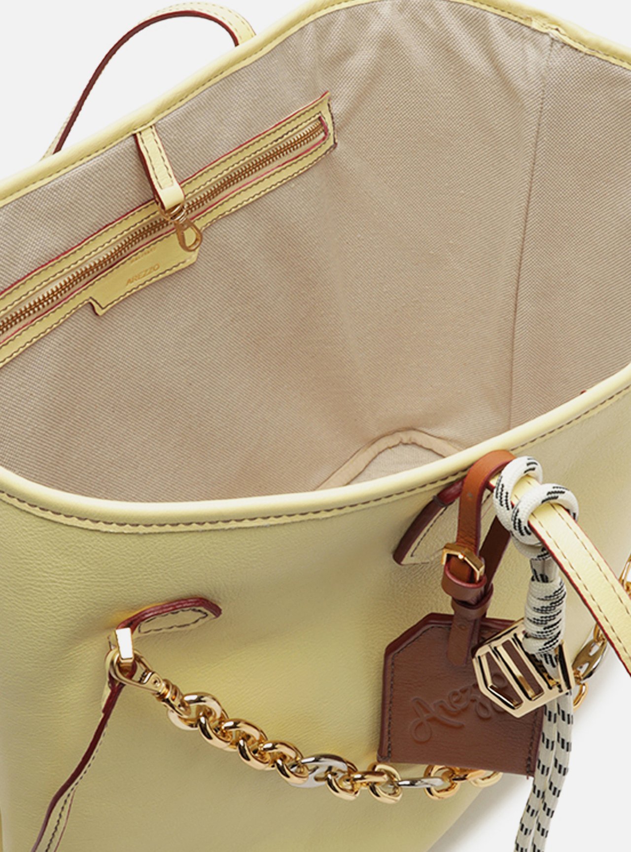 Bolsa Shopping Amarela Couro Grande Corrente — foto 4