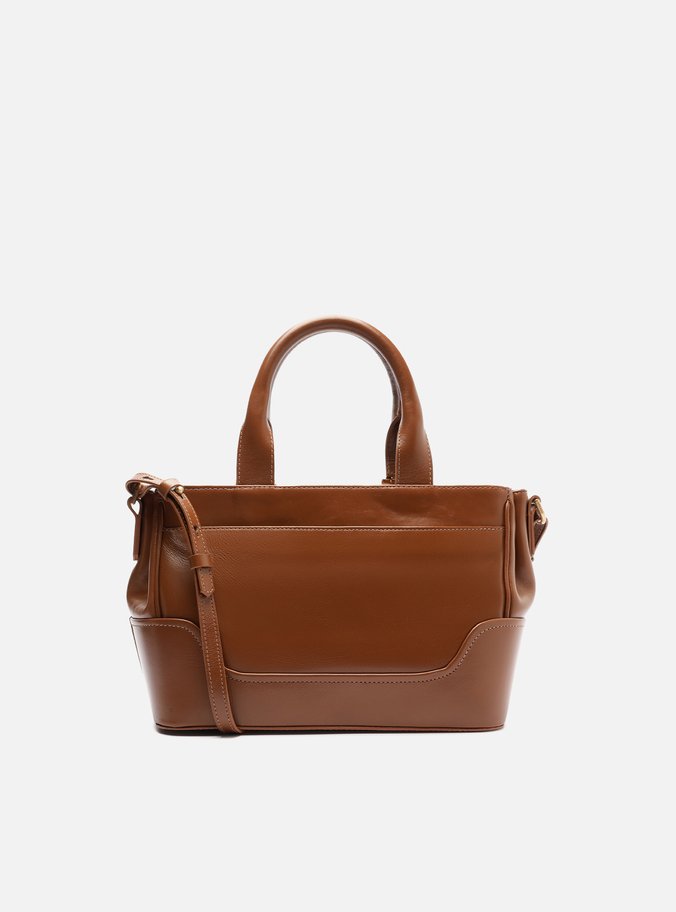 Bolsa Tote Marrom Couro Natural Média Metais