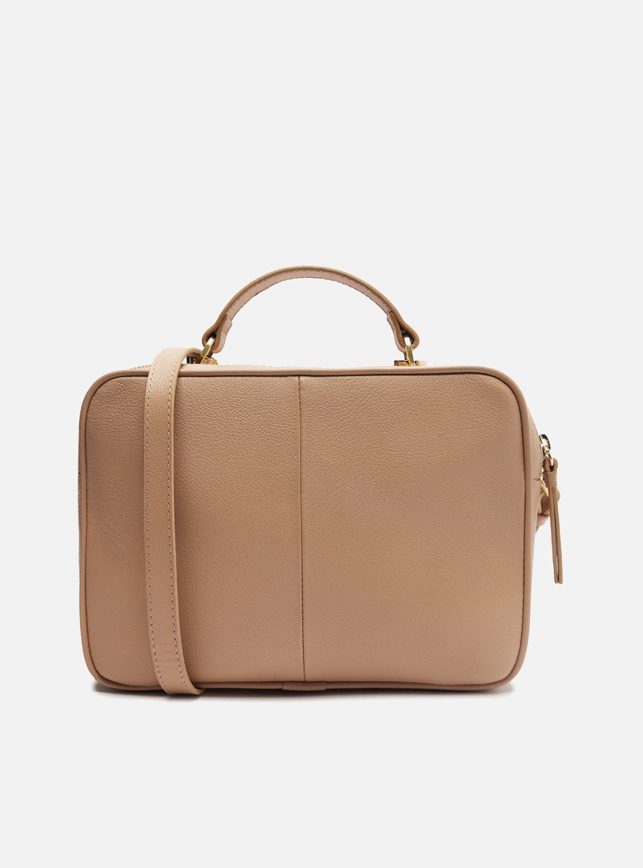 Bolsa Tiracolo Bege Couro Francine Média — foto 3