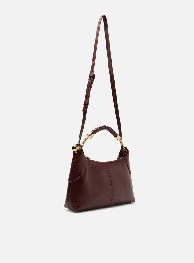 Bolsa Tiracolo Vinho Couro Média Alça Trança